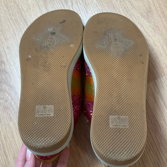GUCCI Lovelight Screener Glitter Pink Sneakers Size 37 w/ Dust Bags VGUC - Picture 13 of 16